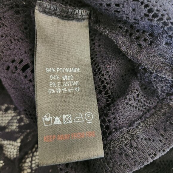 Reiss Lace Top Women's Small Short‎ Sleeves Sheer Goth Witchy Stretchy Black - Picture 8 of 10